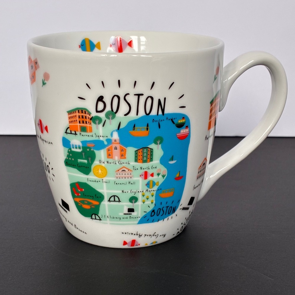 Boston City Map Coffee Mug Fenway Harvard Souvenir New England Nautical Gift MA